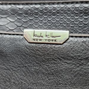 Nicole Miller New York Black Leather Purse 8"